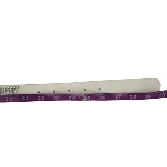 Bongo Women's White Polyurethane Adjustable Studded Buckle Belt Size Medium - Picture 7 of 10